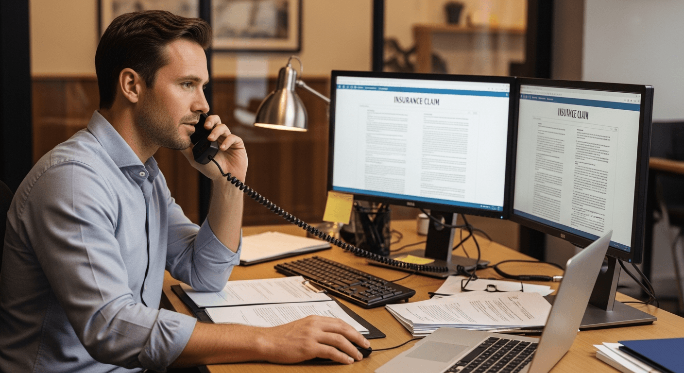 Insurance adjuster following up on claims