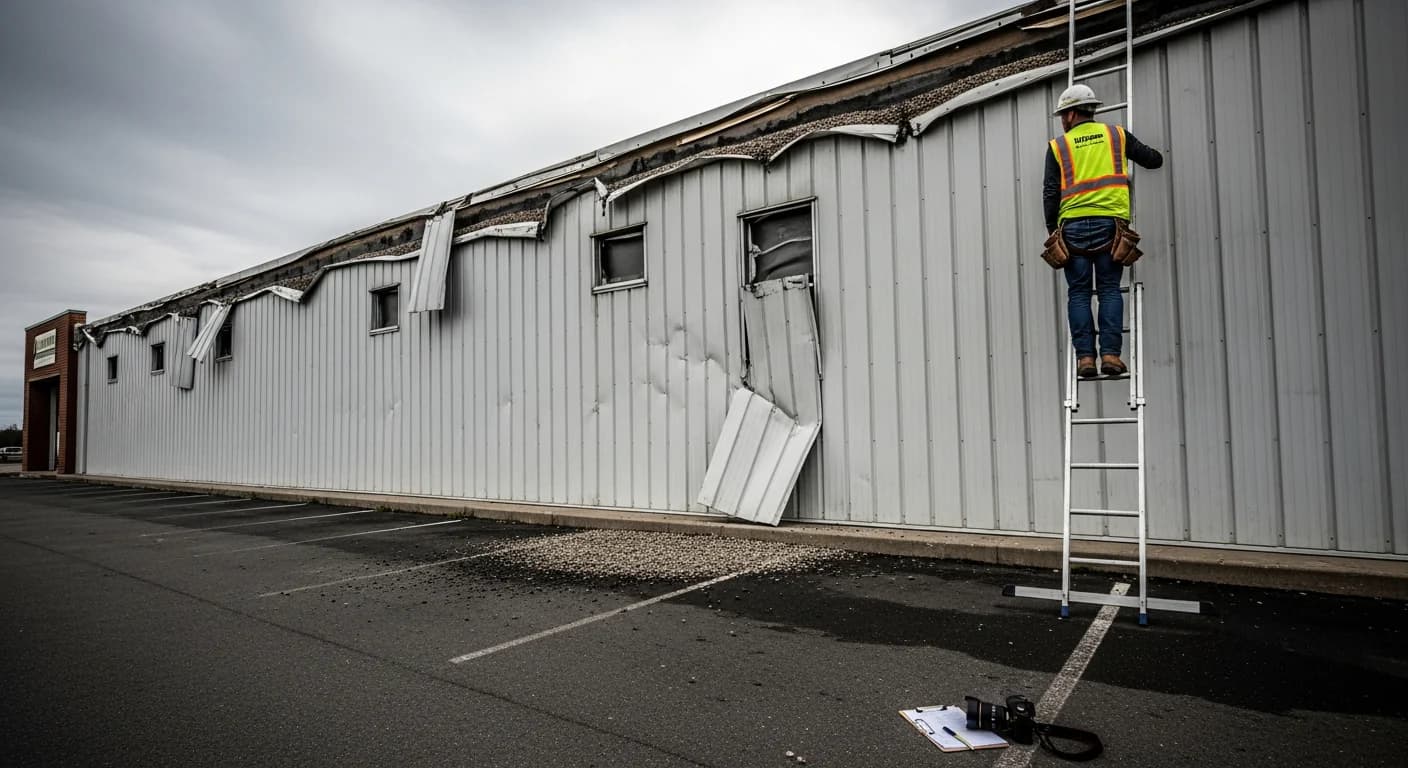 Commercial building roofing project