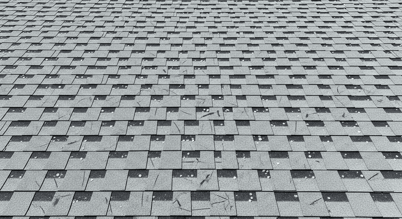 Contractor documenting roof damage with camera