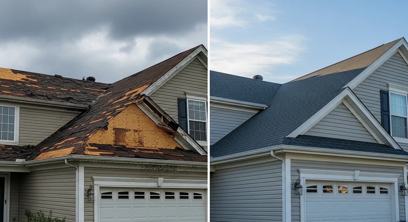 Residential roof before and after supplement approval