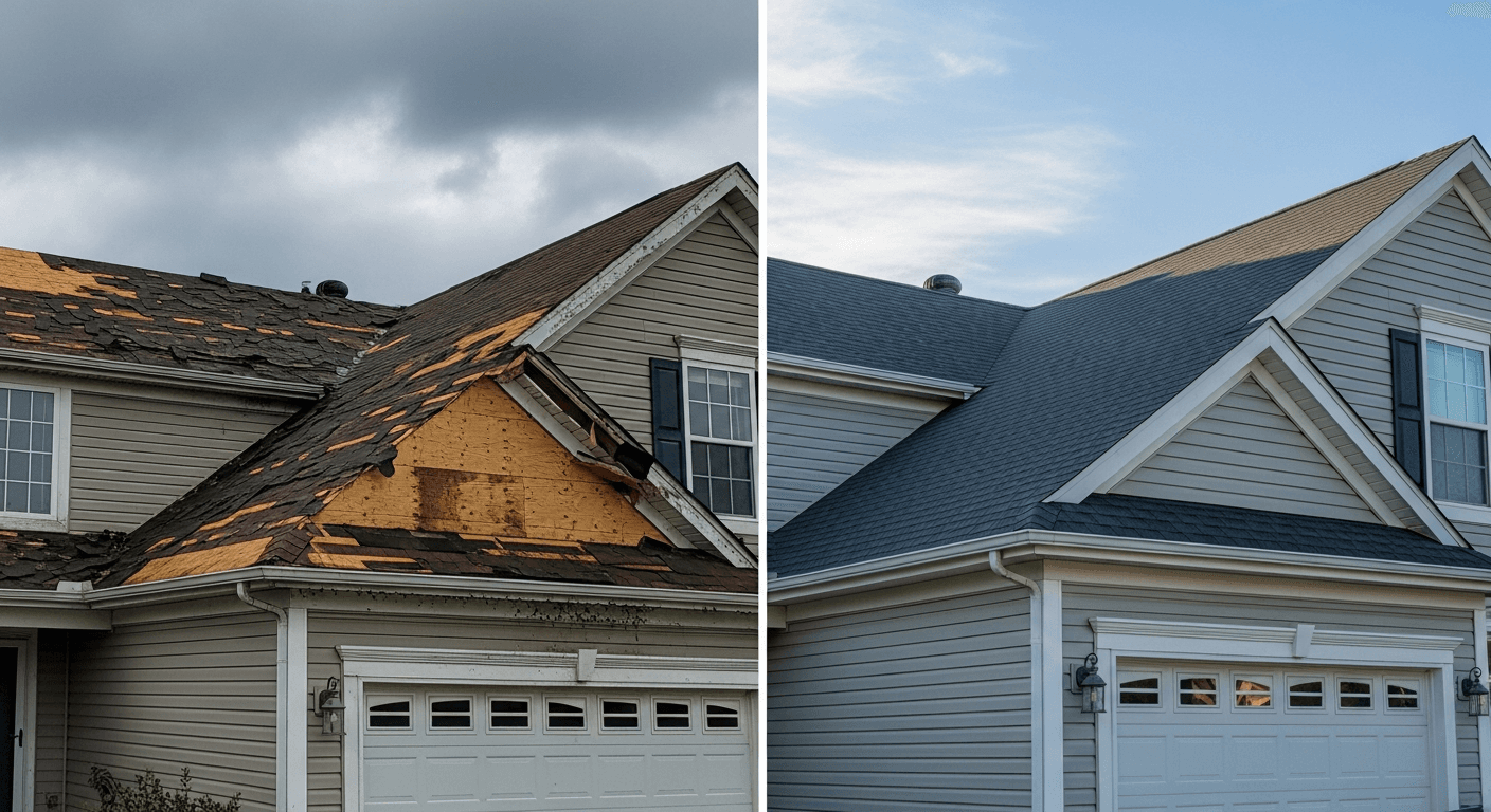 Residential roof before and after supplement approval